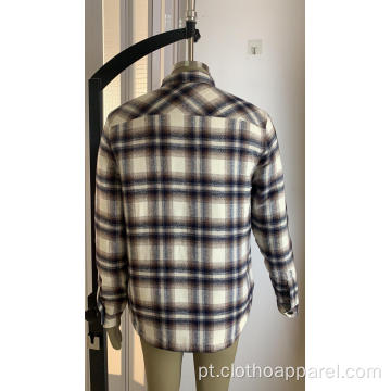 Camisa xadrez de mangas compridas 100% algodão masculina